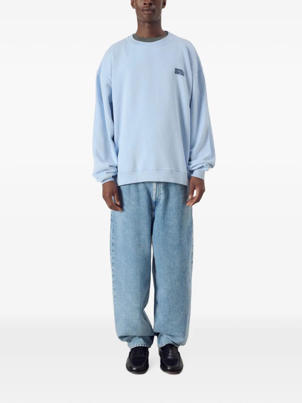 American Vintage Plizzy logo-print sweatshirt Blauw