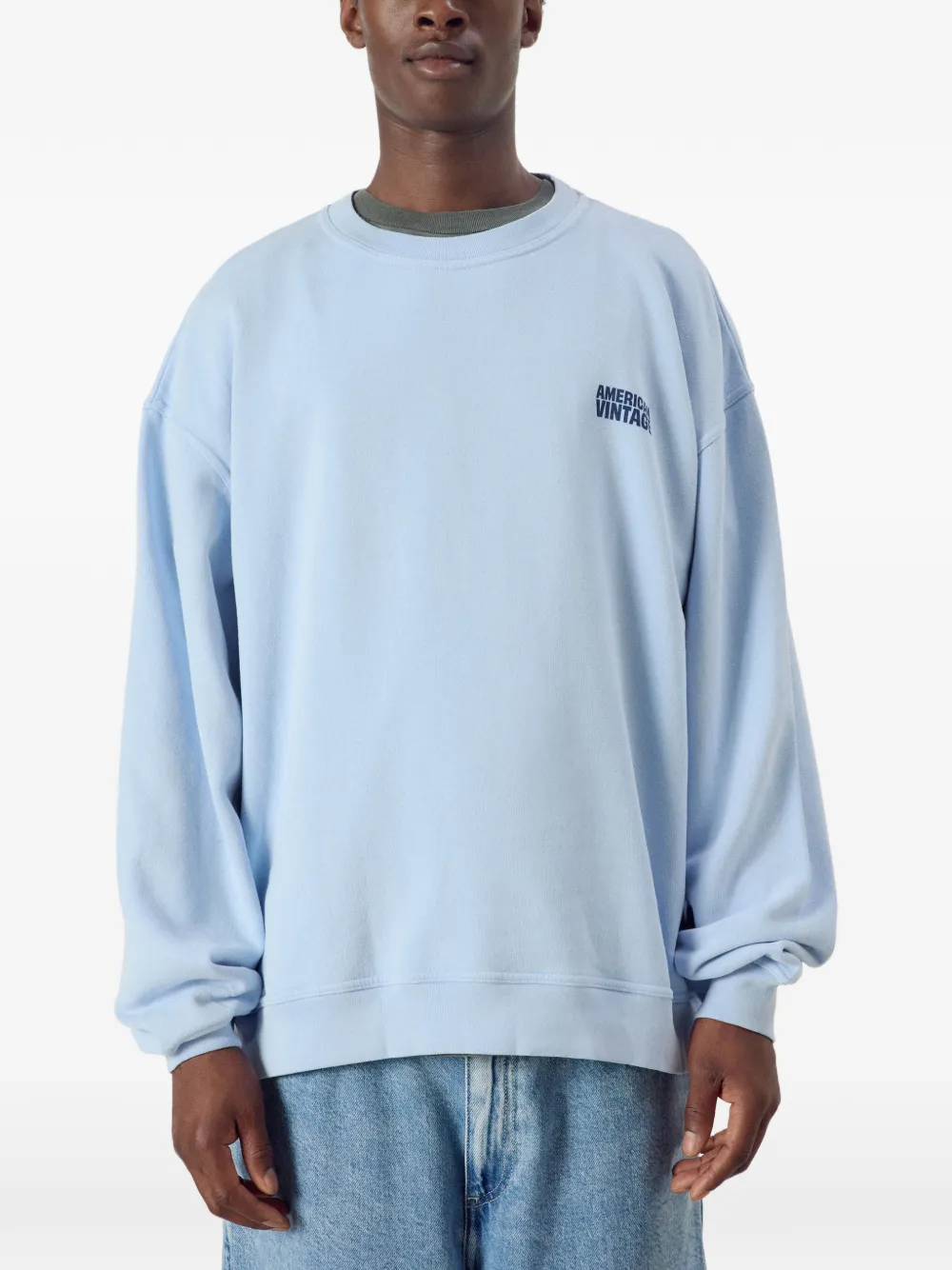 American Vintage Plizzy logo-print sweatshirt Blauw