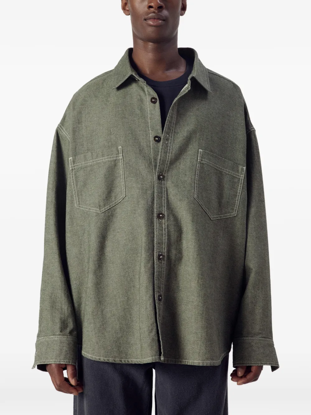 American Vintage Ruimvallend overhemd Groen