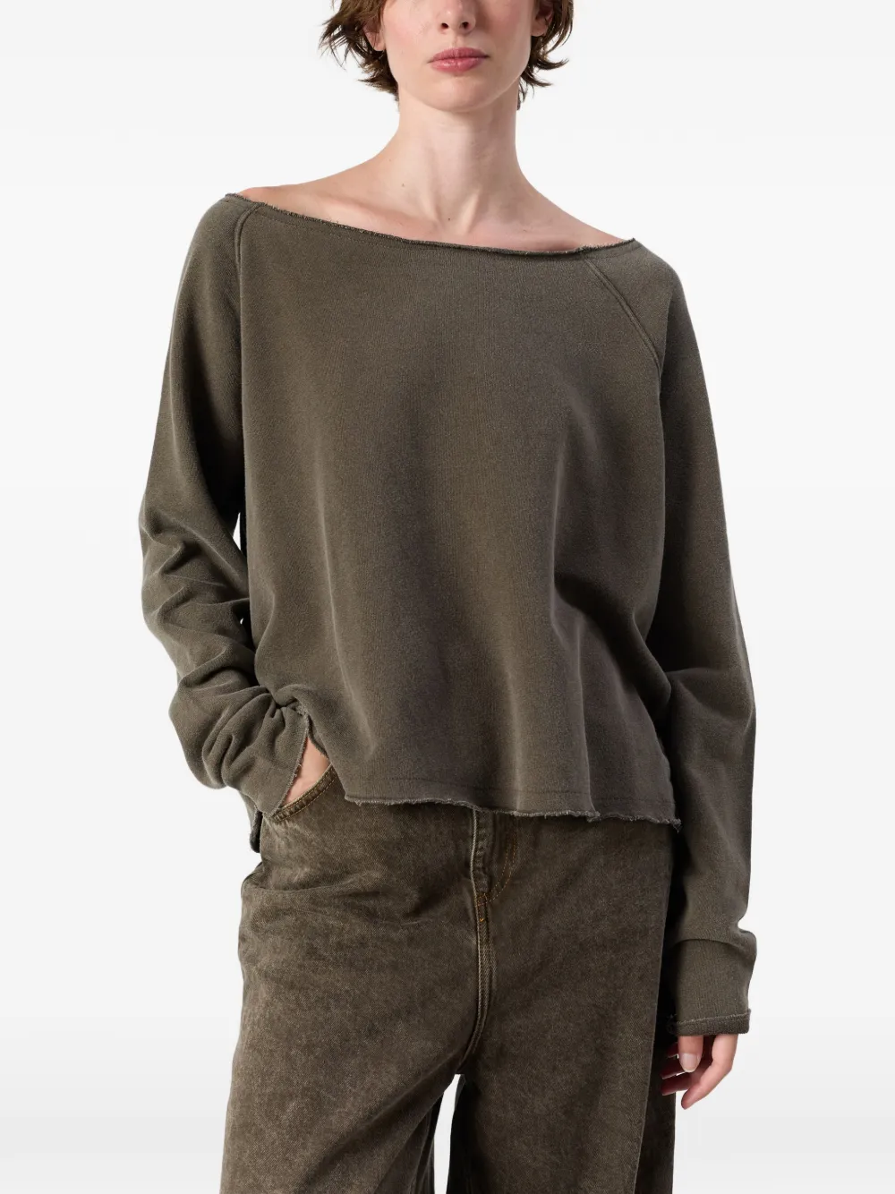 American Vintage Vibtown sweater met boothals Bruin