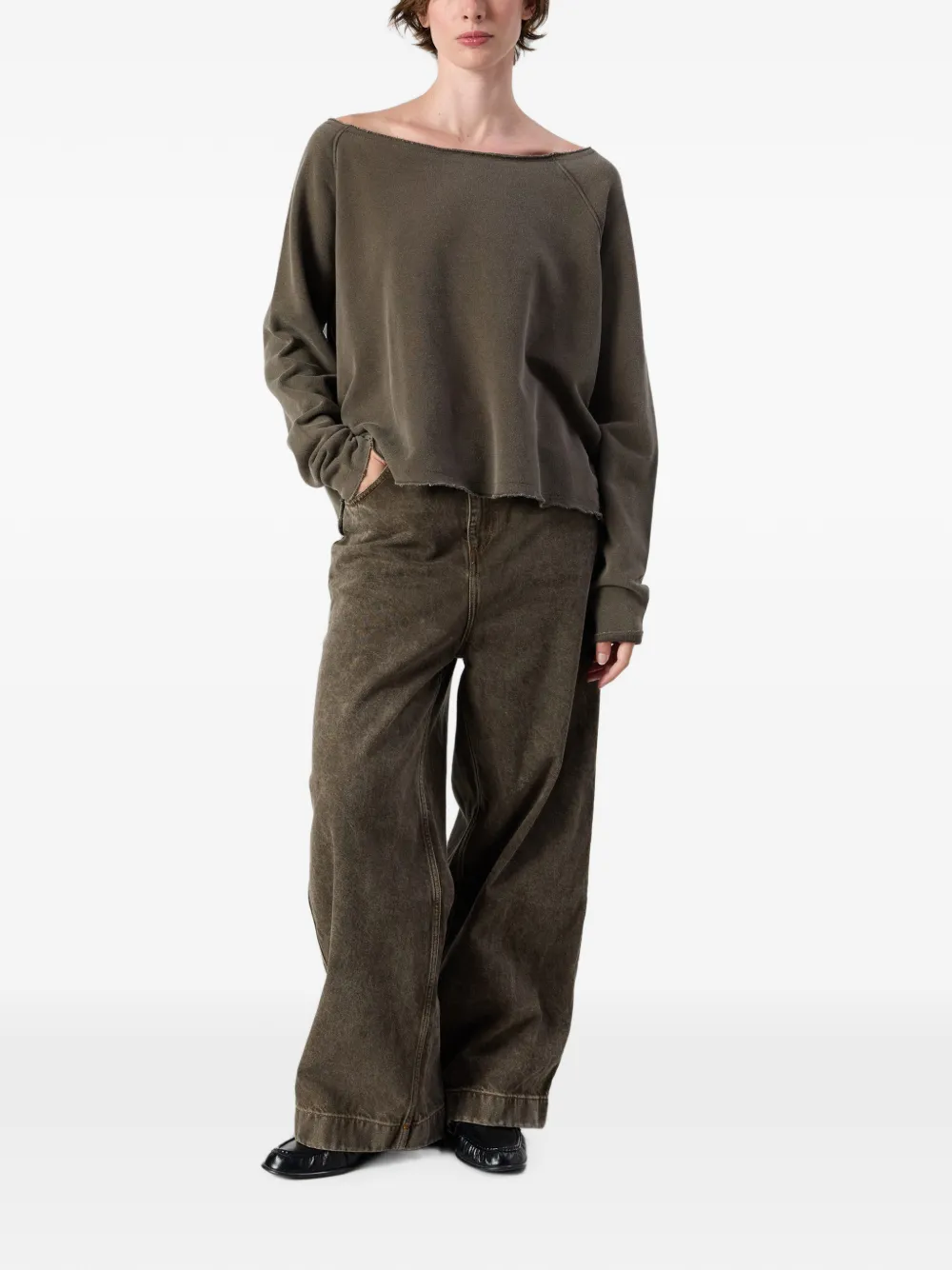 American Vintage Vibtown sweater met boothals Bruin
