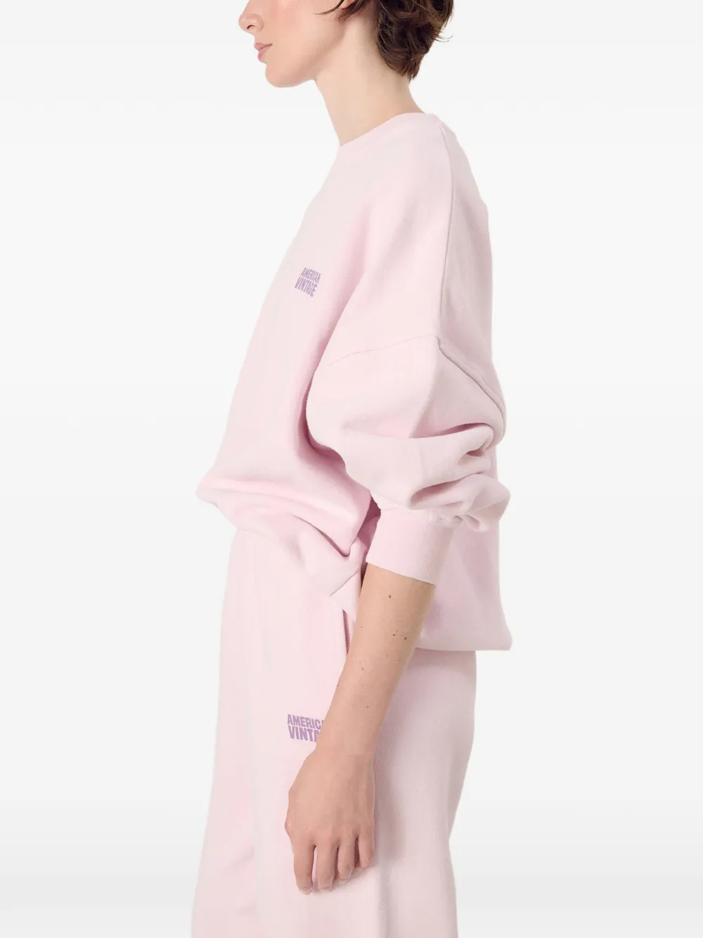 American Vintage Plizzy sweater met logopatch Roze