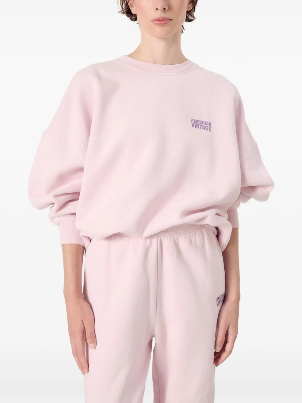 American Vintage Plizzy sweater met logopatch Roze