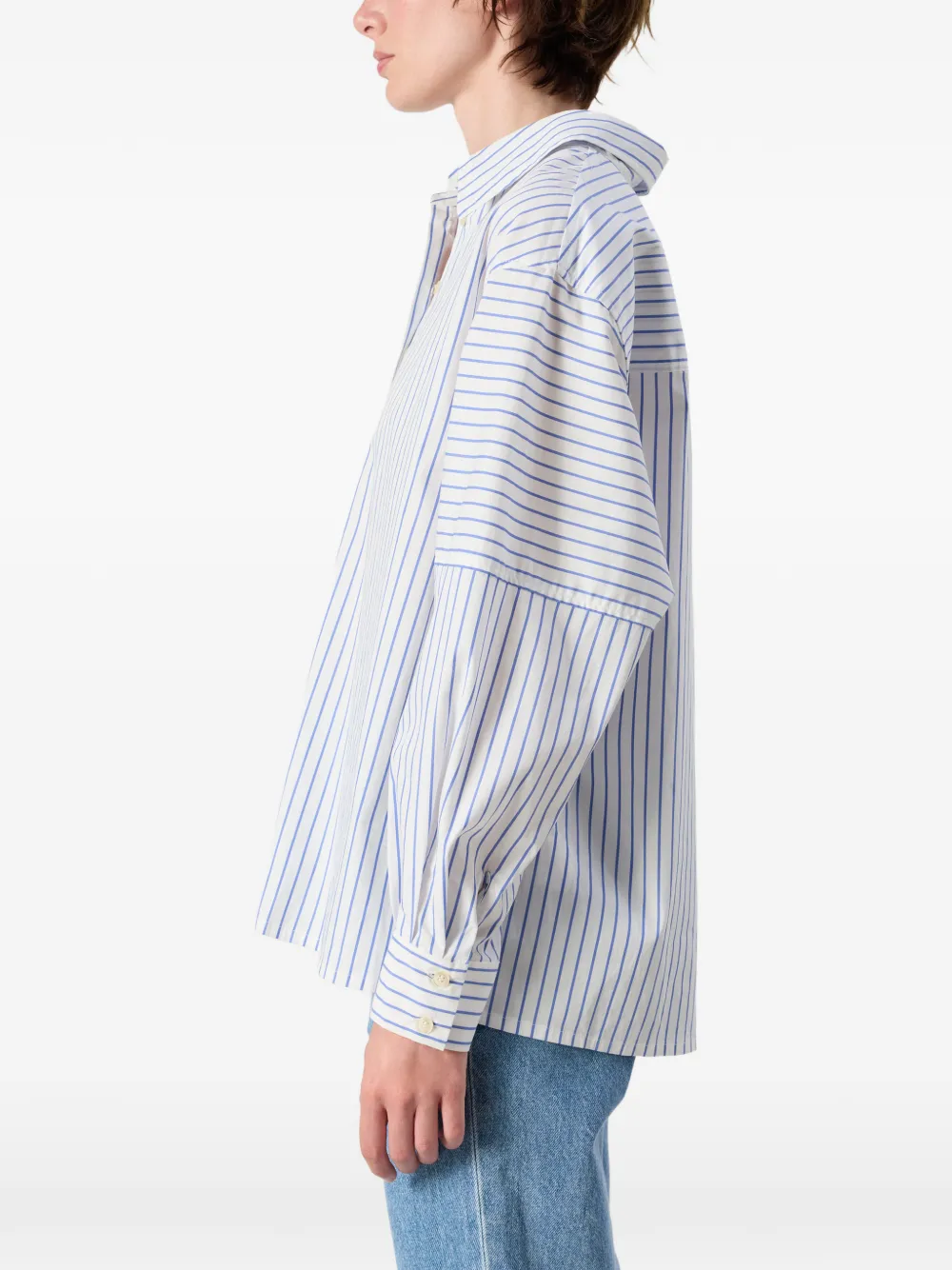 American Vintage Nurway gestreepte popeline blouse Wit