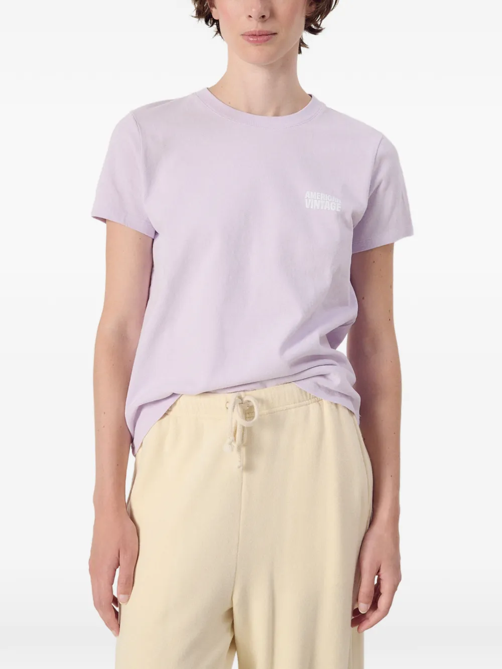 American Vintage Ykobow katoenen T-shirt met logo-print Paars