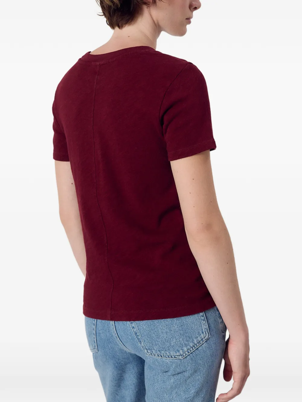 American Vintage Sonoma T-shirt met katoenen slub Rood