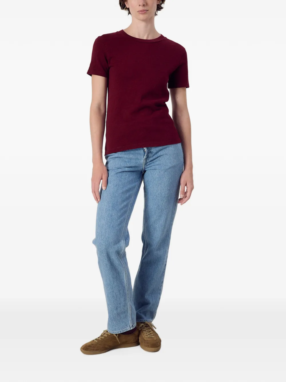 American Vintage Sonoma T-shirt met katoenen slub Rood