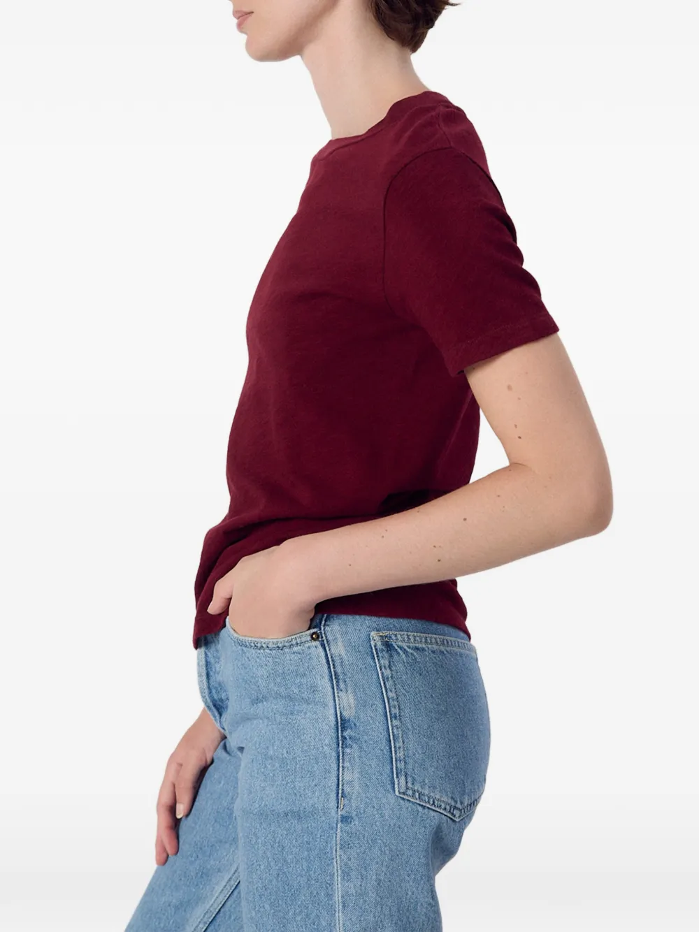 American Vintage Sonoma T-shirt met katoenen slub Rood