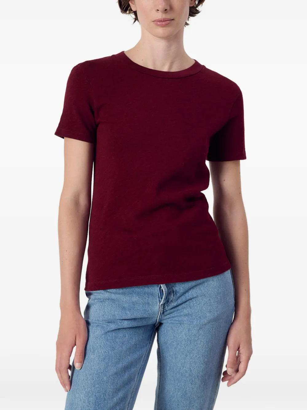 American Vintage Sonoma T-shirt met katoenen slub Rood
