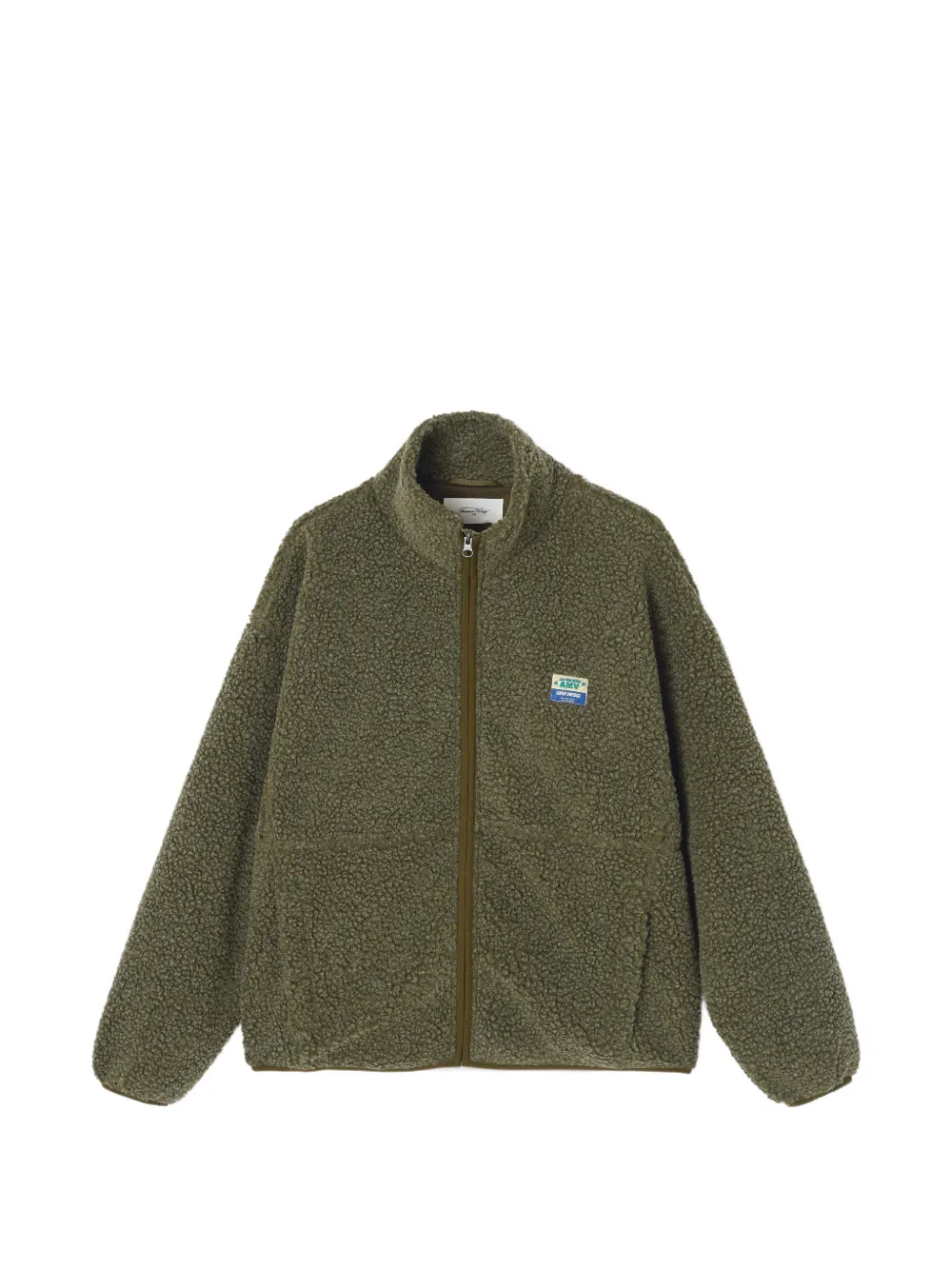 American Vintage Hoktown shearling-effect zip-up bomber jacket Groen