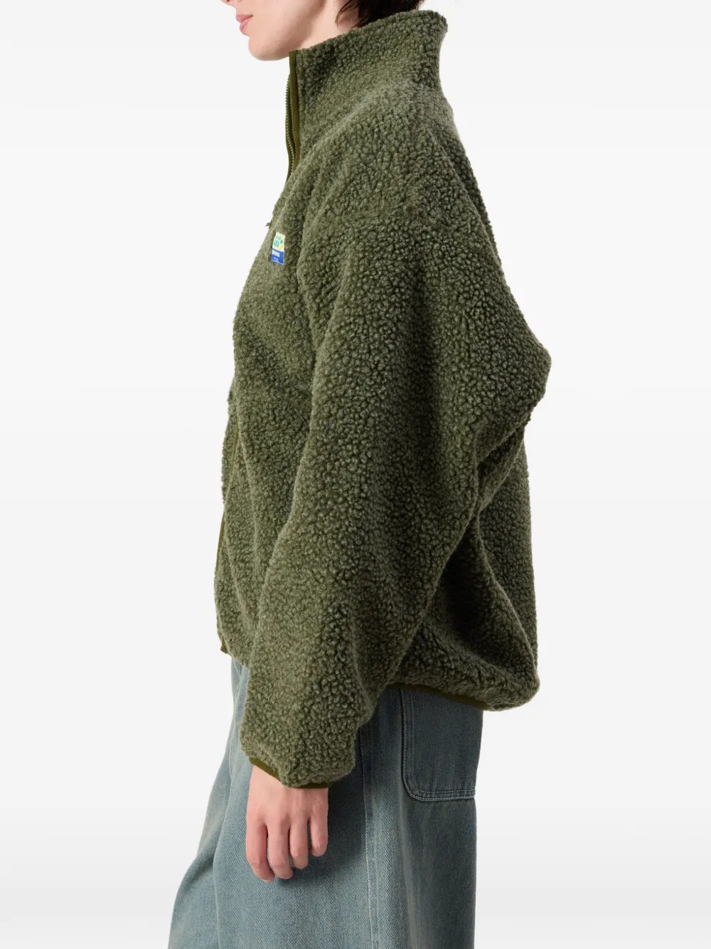 American Vintage Hoktown shearling-effect zip-up bomber jacket Groen