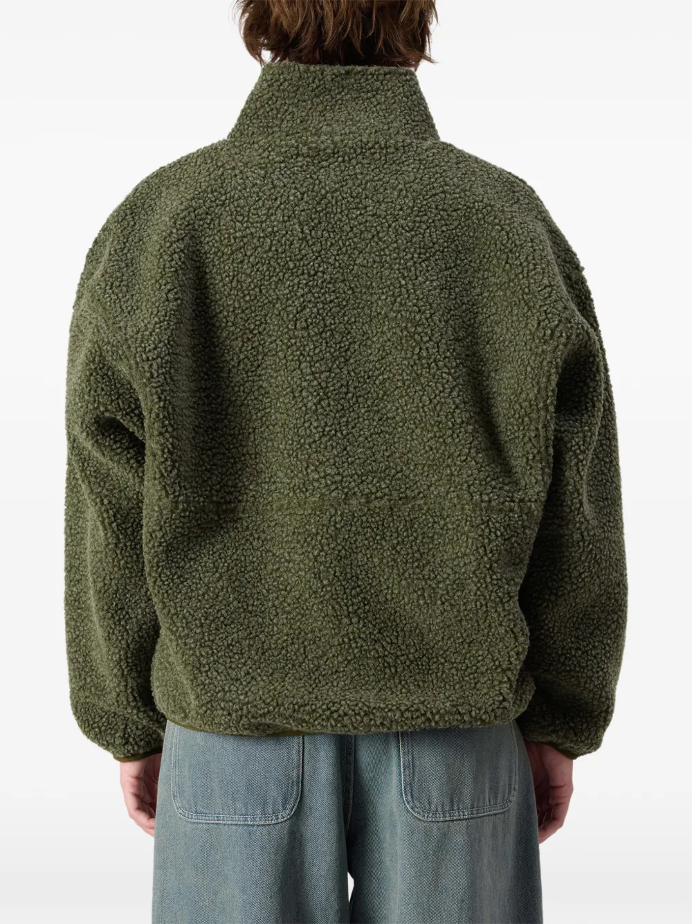 American Vintage Hoktown shearling-effect zip-up bomber jacket Groen