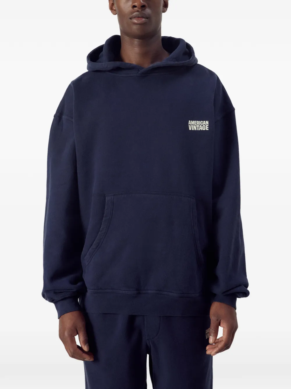 American Vintage Plizzy hoodie met logoprint Blauw