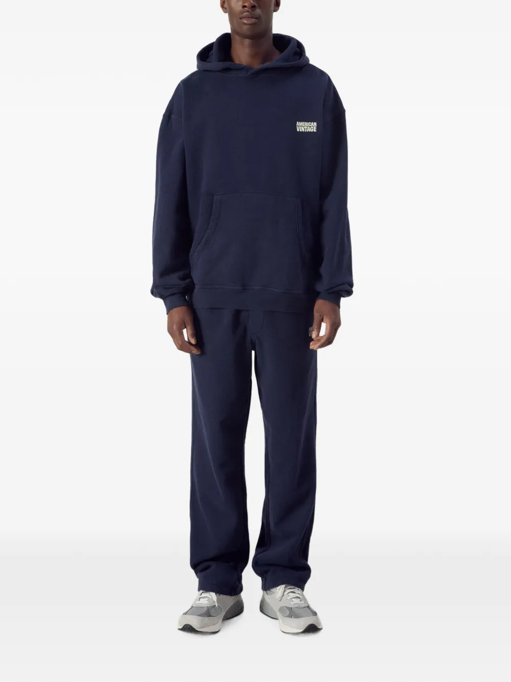 American Vintage Plizzy hoodie met logoprint Blauw
