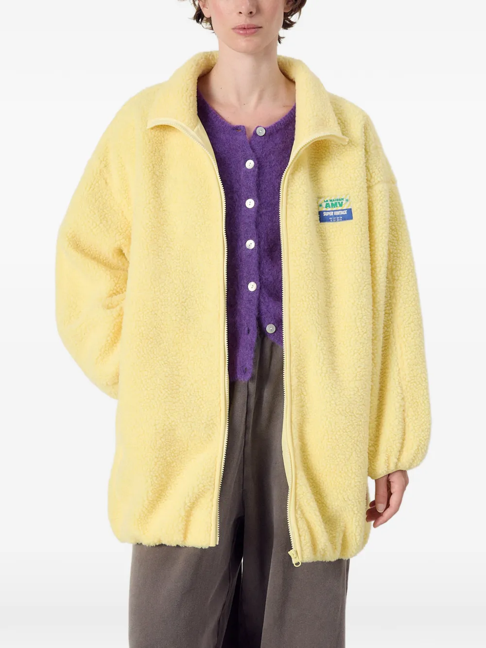 American Vintage Hoktown shearling-effect jacket Geel