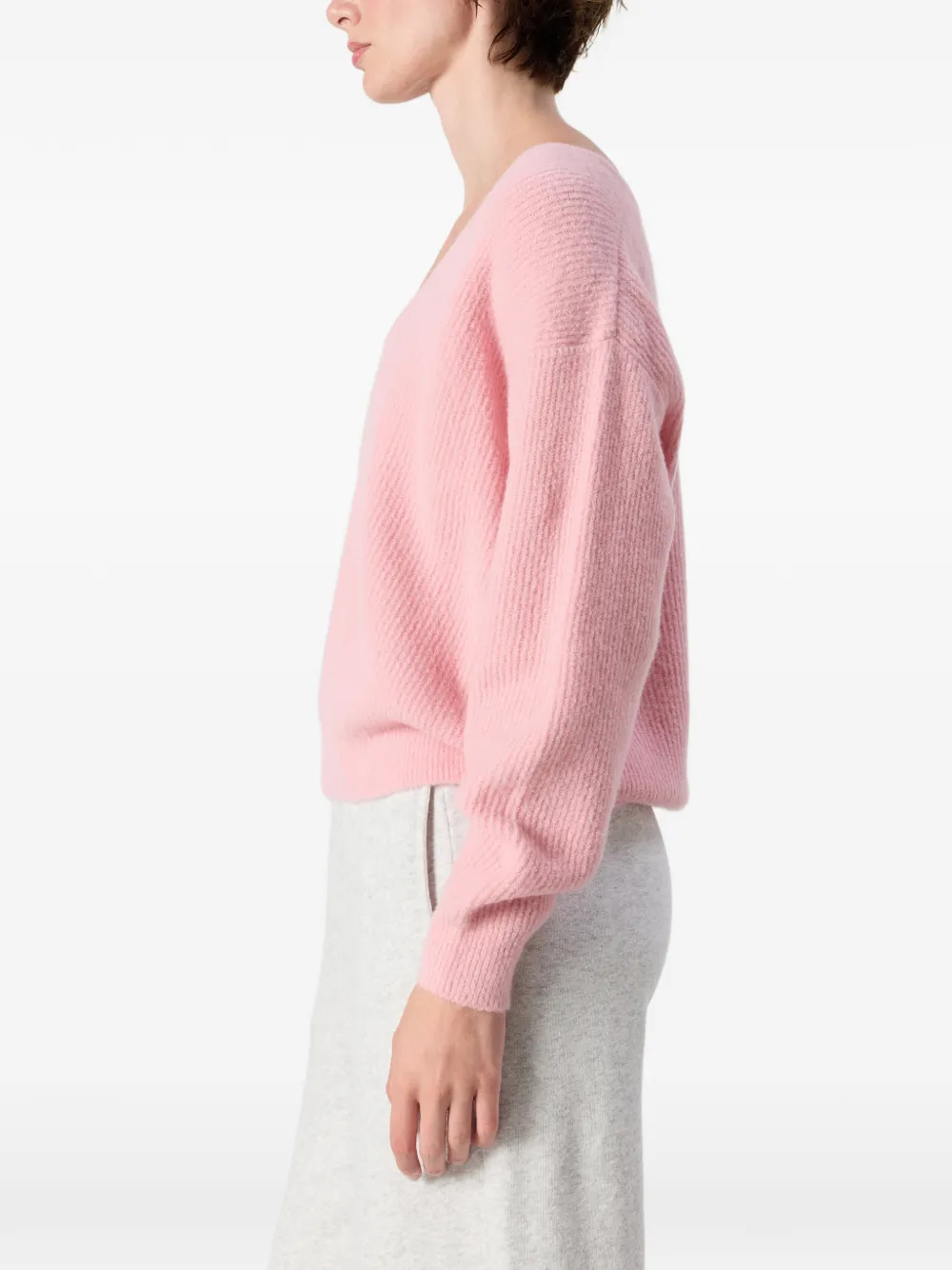 American Vintage Damsville trui met V-hals Roze