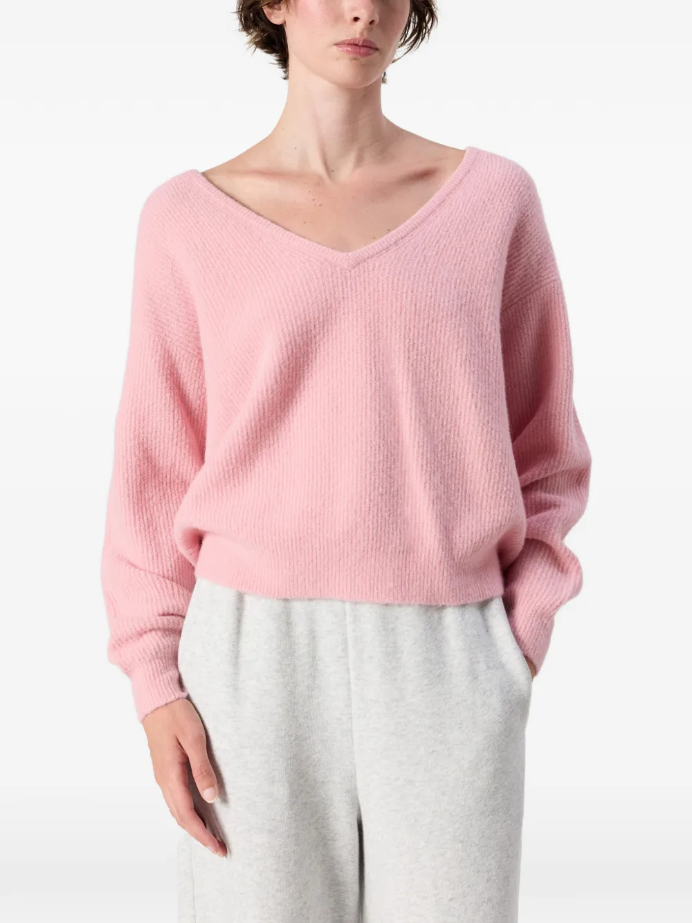 American Vintage Damsville trui met V-hals Roze