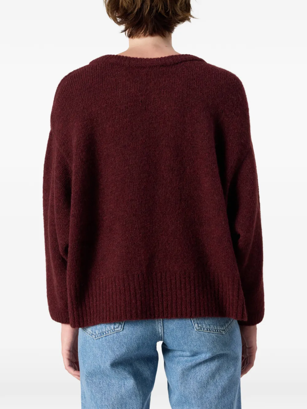 American Vintage Trui met logo-patch en geribbelde afwerking Rood
