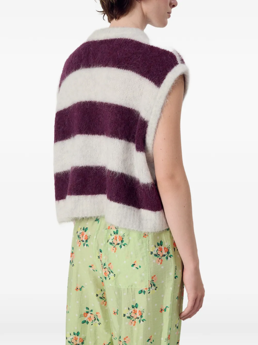 American Vintage Niby gestreepte mouwloze trui Paars
