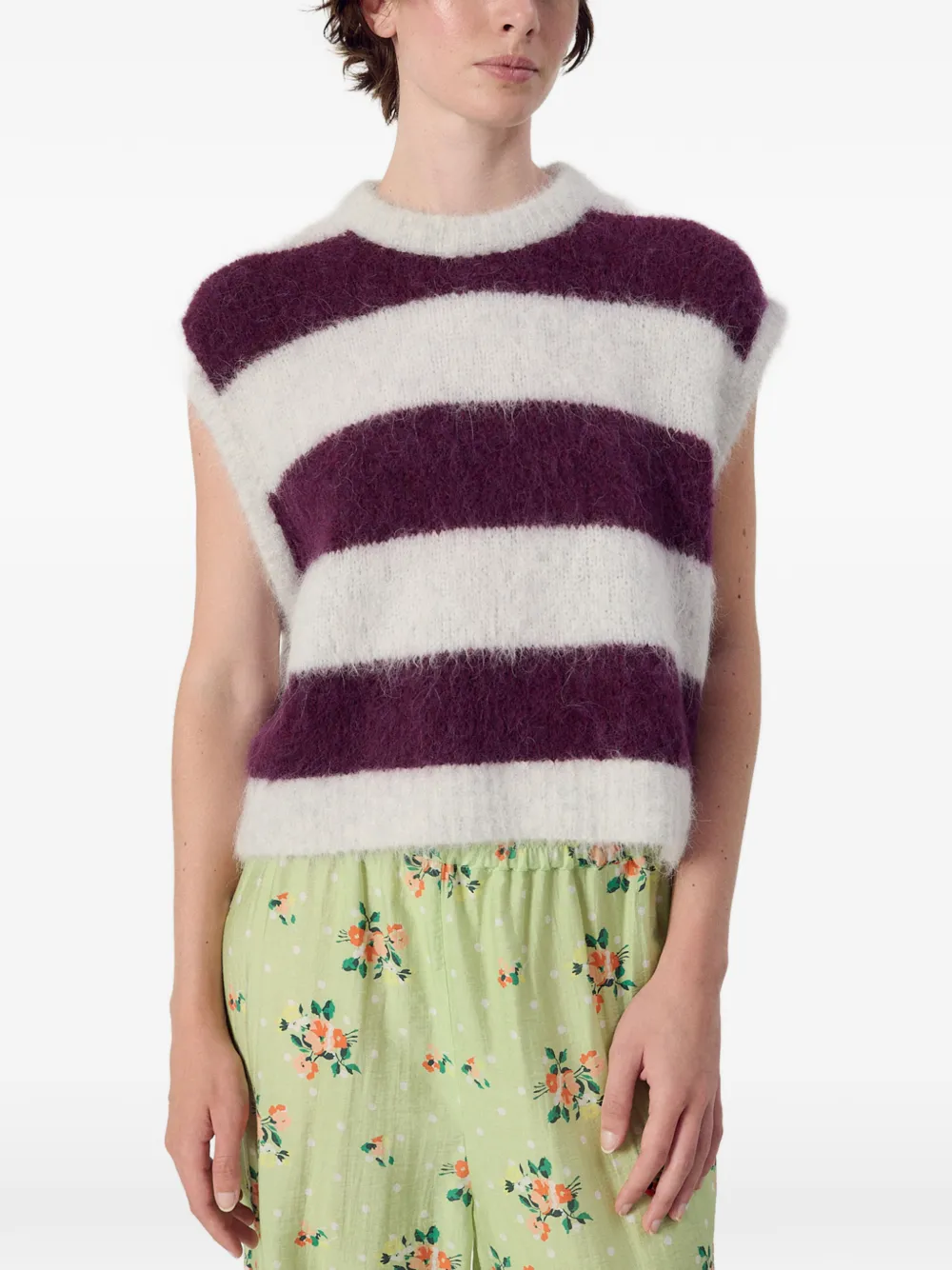 American Vintage Niby gestreepte mouwloze trui Paars