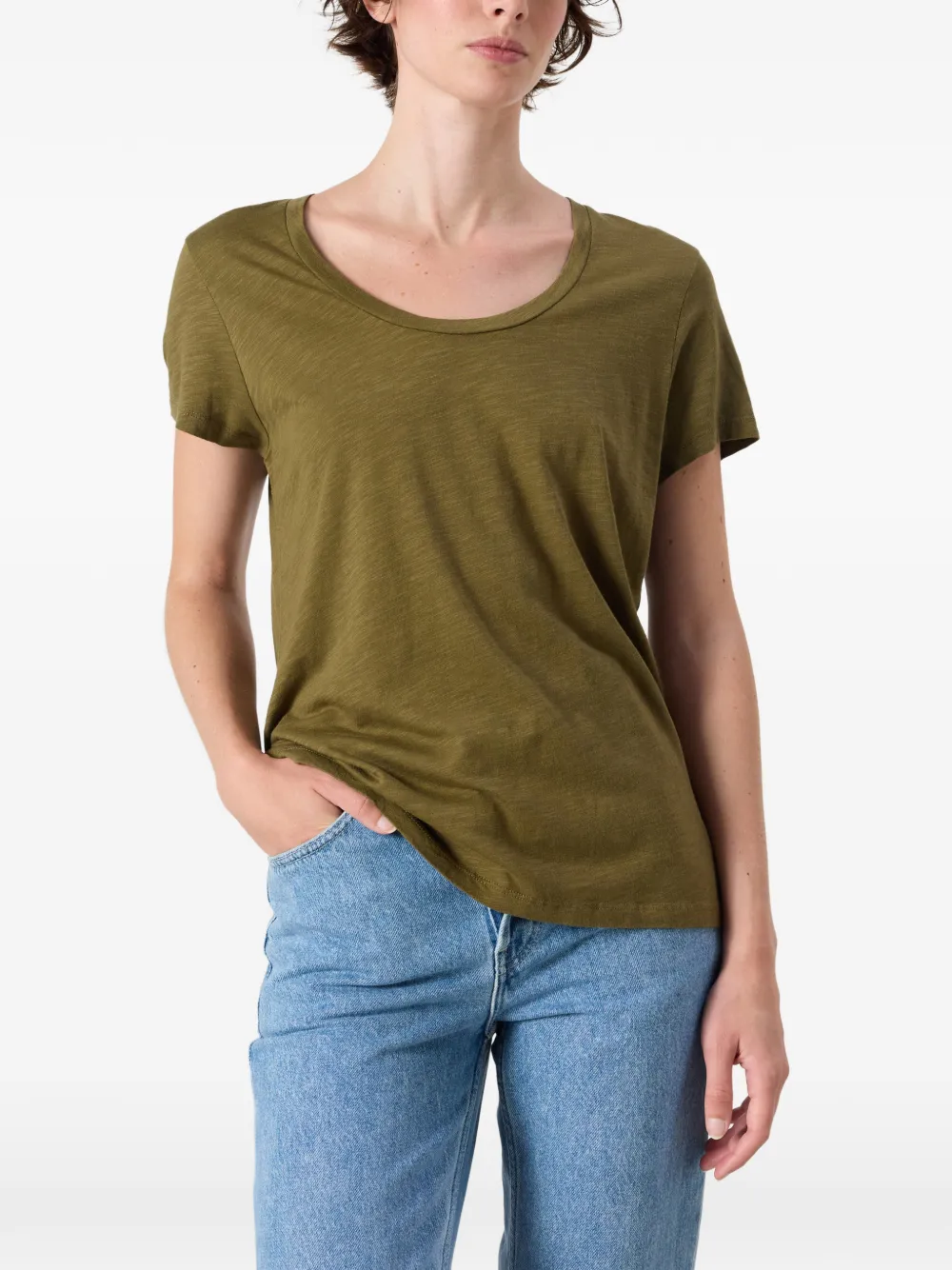 American Vintage Jacksonville T-shirt met U-hals Groen