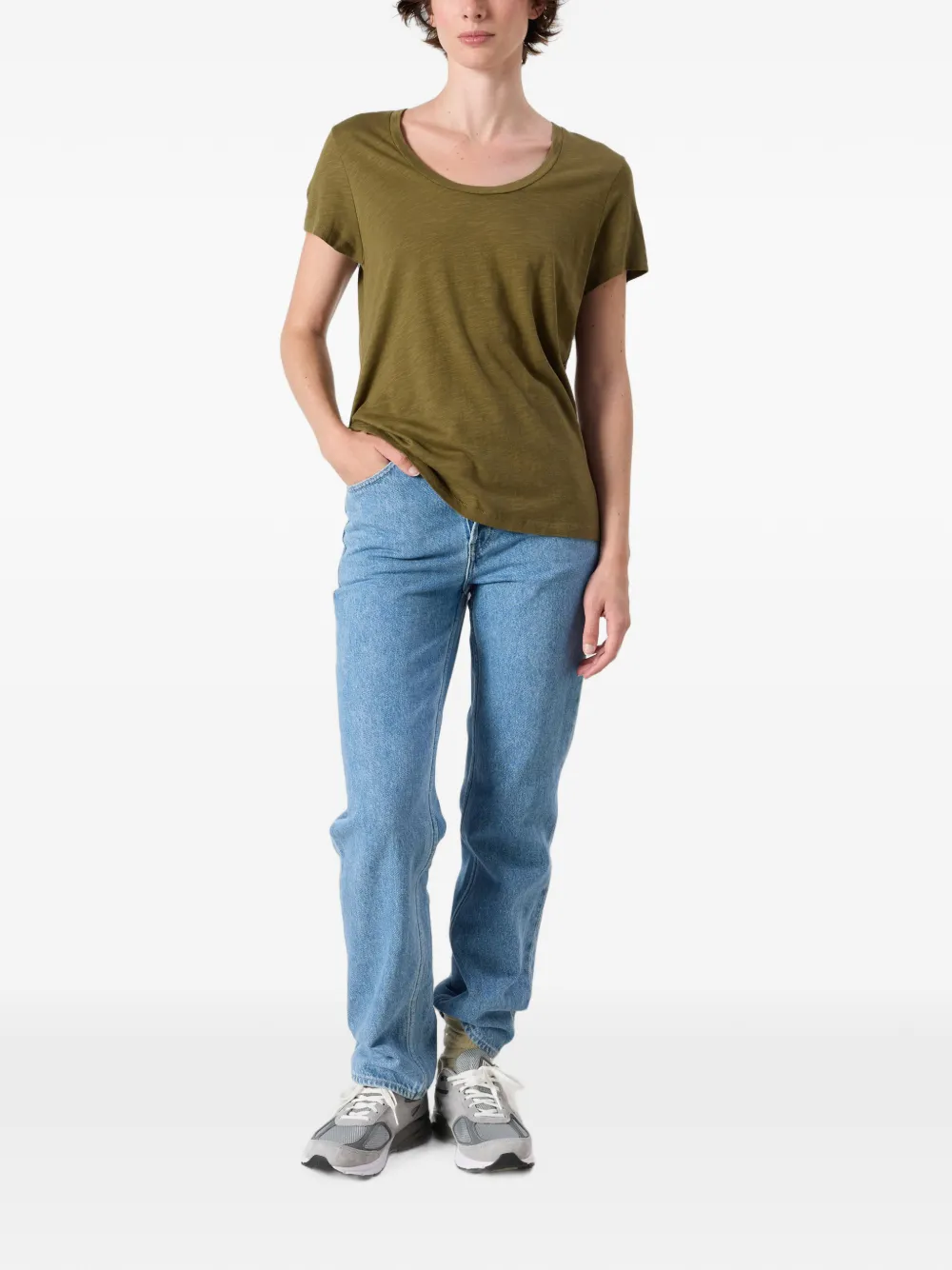American Vintage Jacksonville T-shirt met U-hals Groen