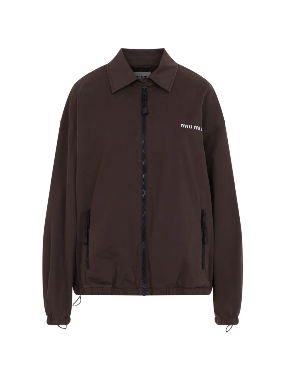 Miu Miu washed gabardine blouson jacket - Marrone