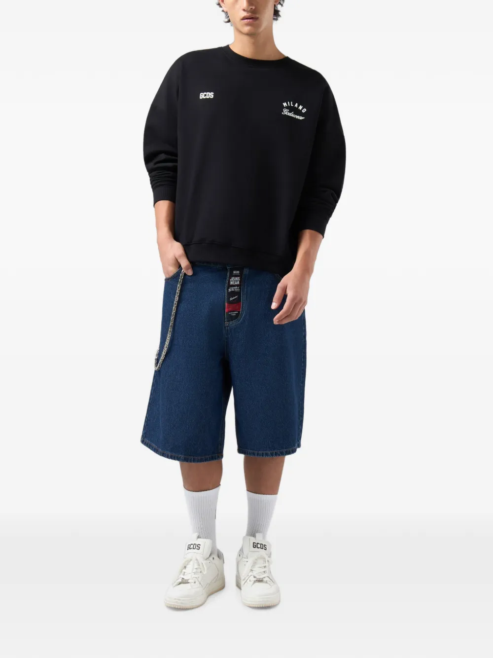 GCDS Sweater met logoprint Zwart
