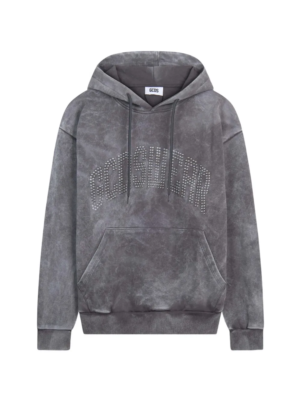 GCDS stud-embellished washed-effect hoodie - Grau