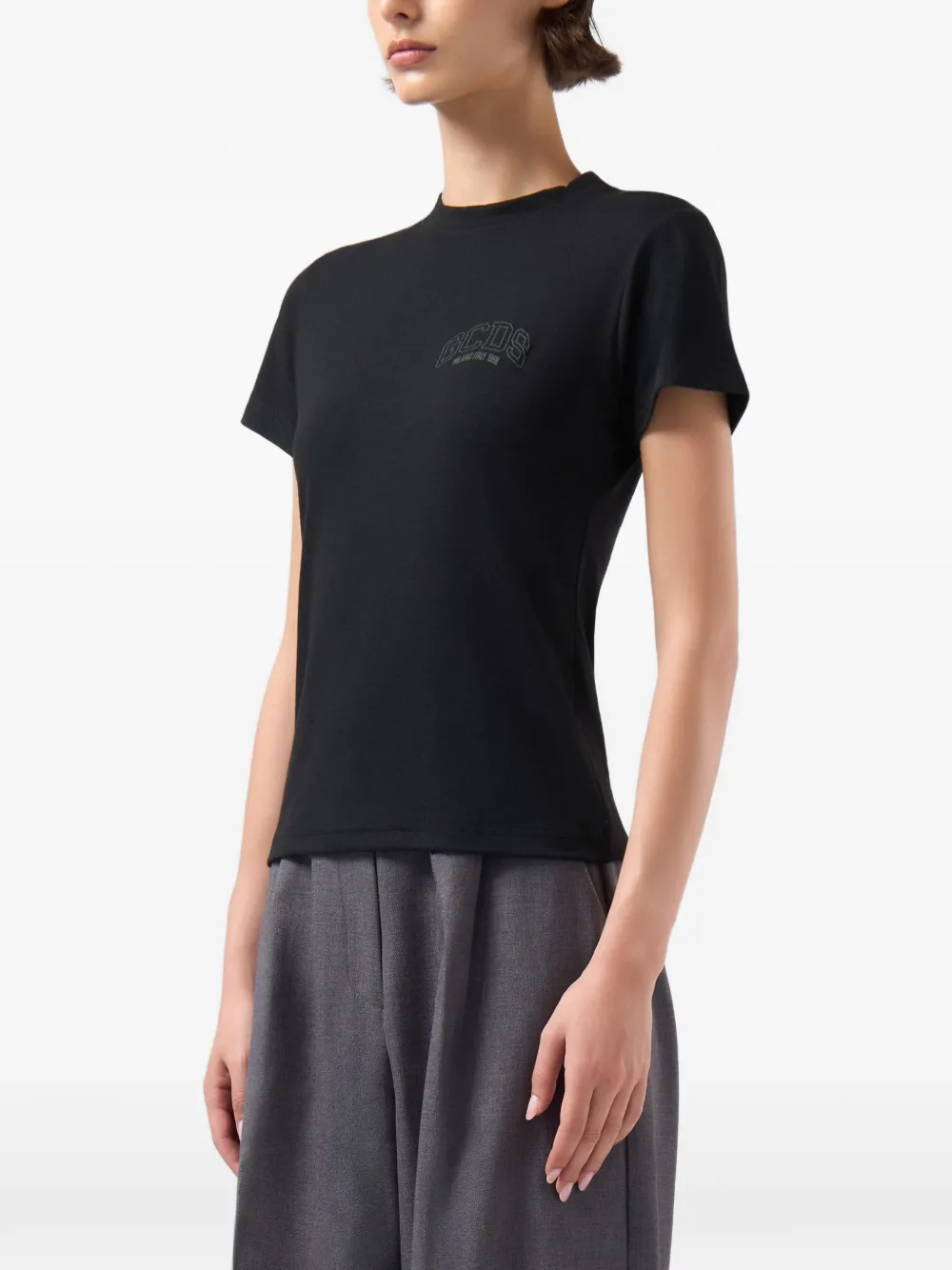 GCDS T-shirt met geborduurd logo Zwart