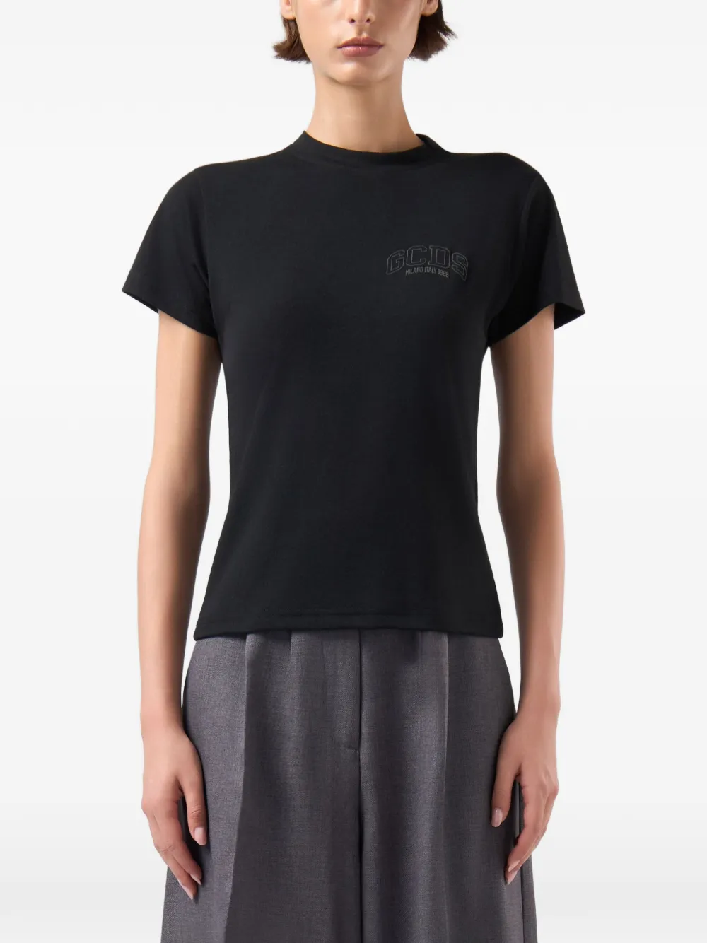 GCDS T-shirt met geborduurd logo Zwart