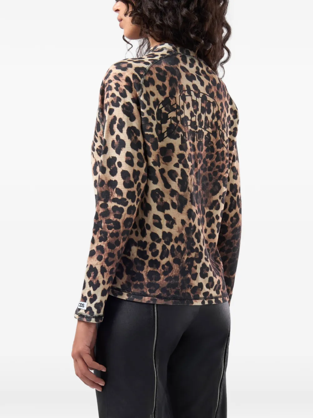 GCDS Wafelgebreid T-shirt met luipaardprint Bruin