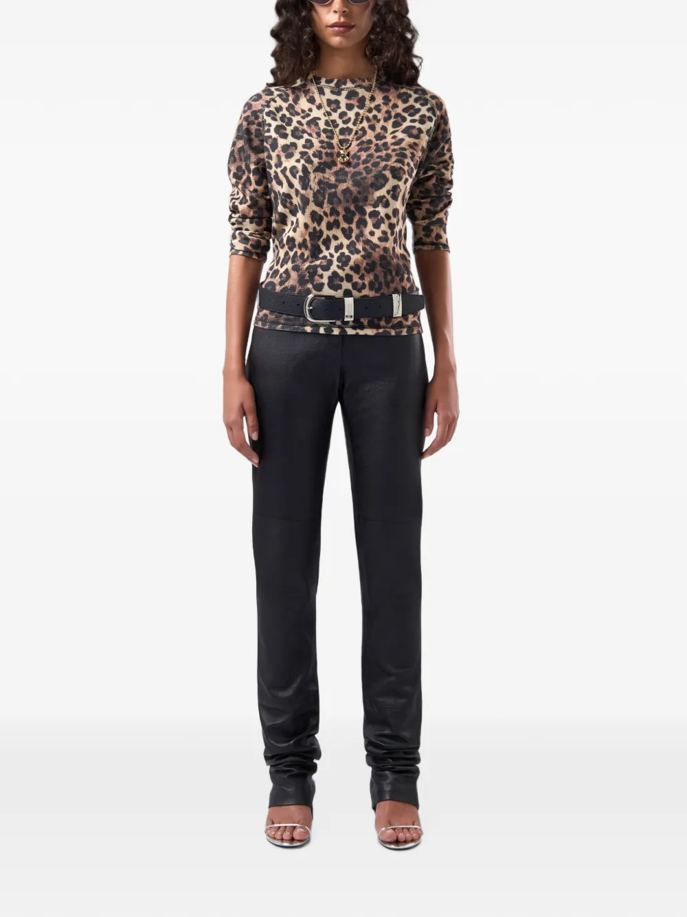 GCDS Wafelgebreid T-shirt met luipaardprint Bruin