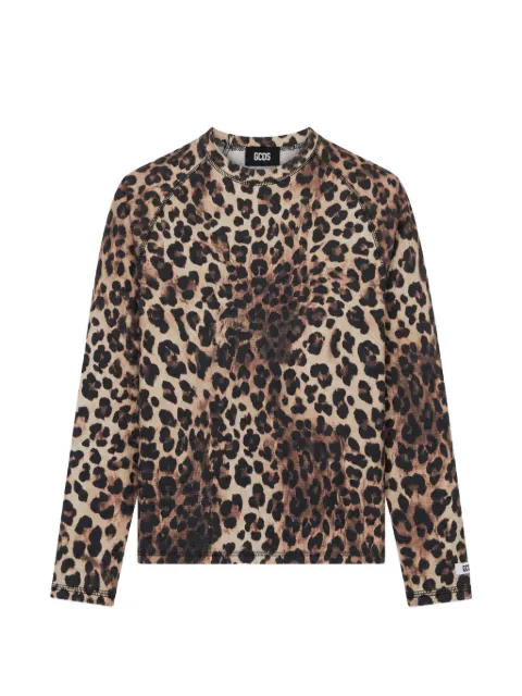 GCDS playera de tejido gofrado con estampado de leopardo