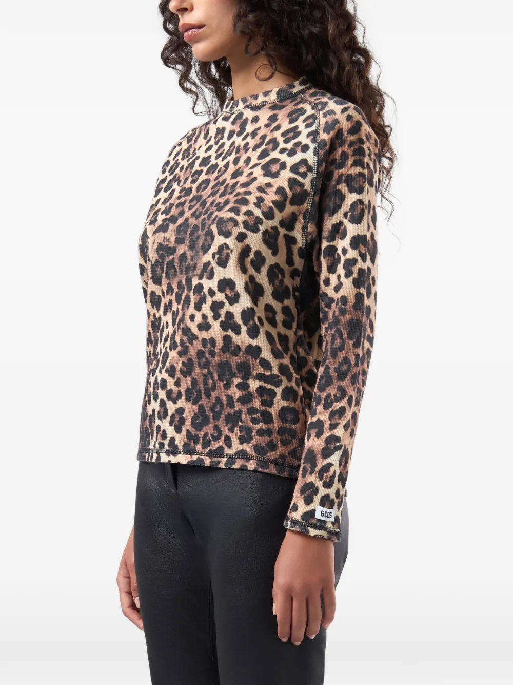 GCDS Wafelgebreid T-shirt met luipaardprint Bruin
