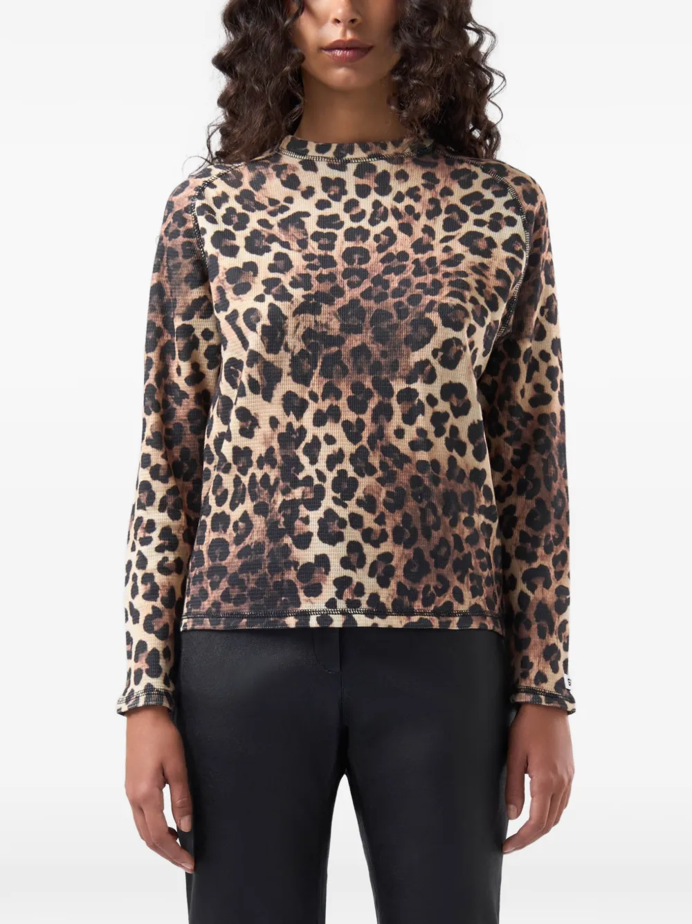 GCDS Wafelgebreid T-shirt met luipaardprint Bruin