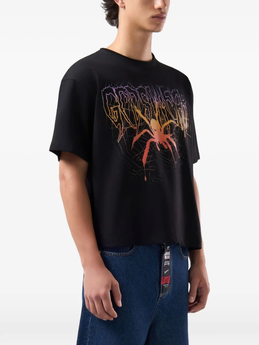 GCDS Cropped T-shirt Zwart