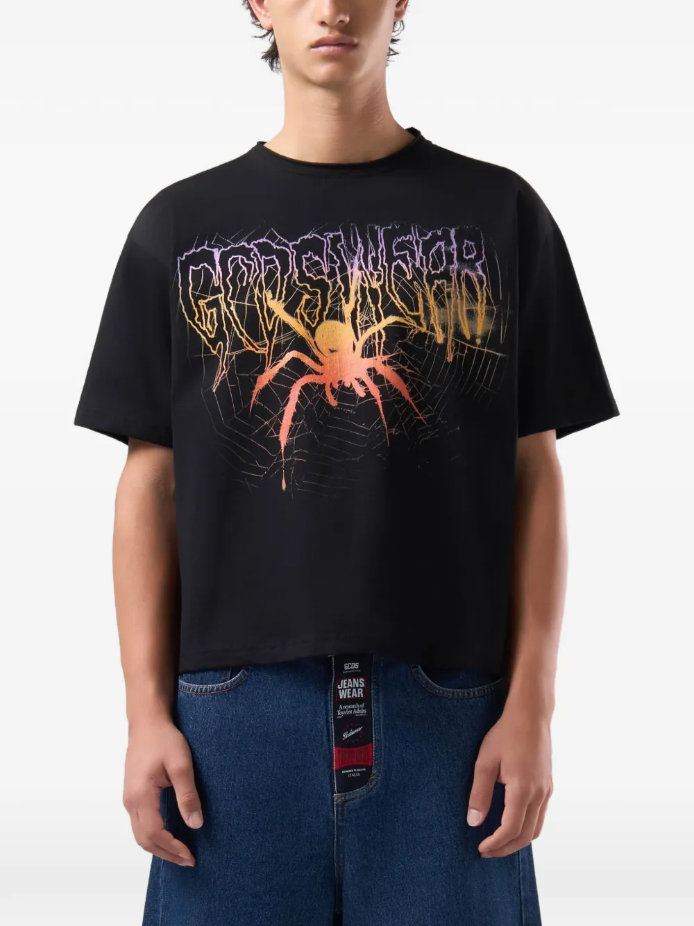 GCDS Cropped T-shirt Zwart