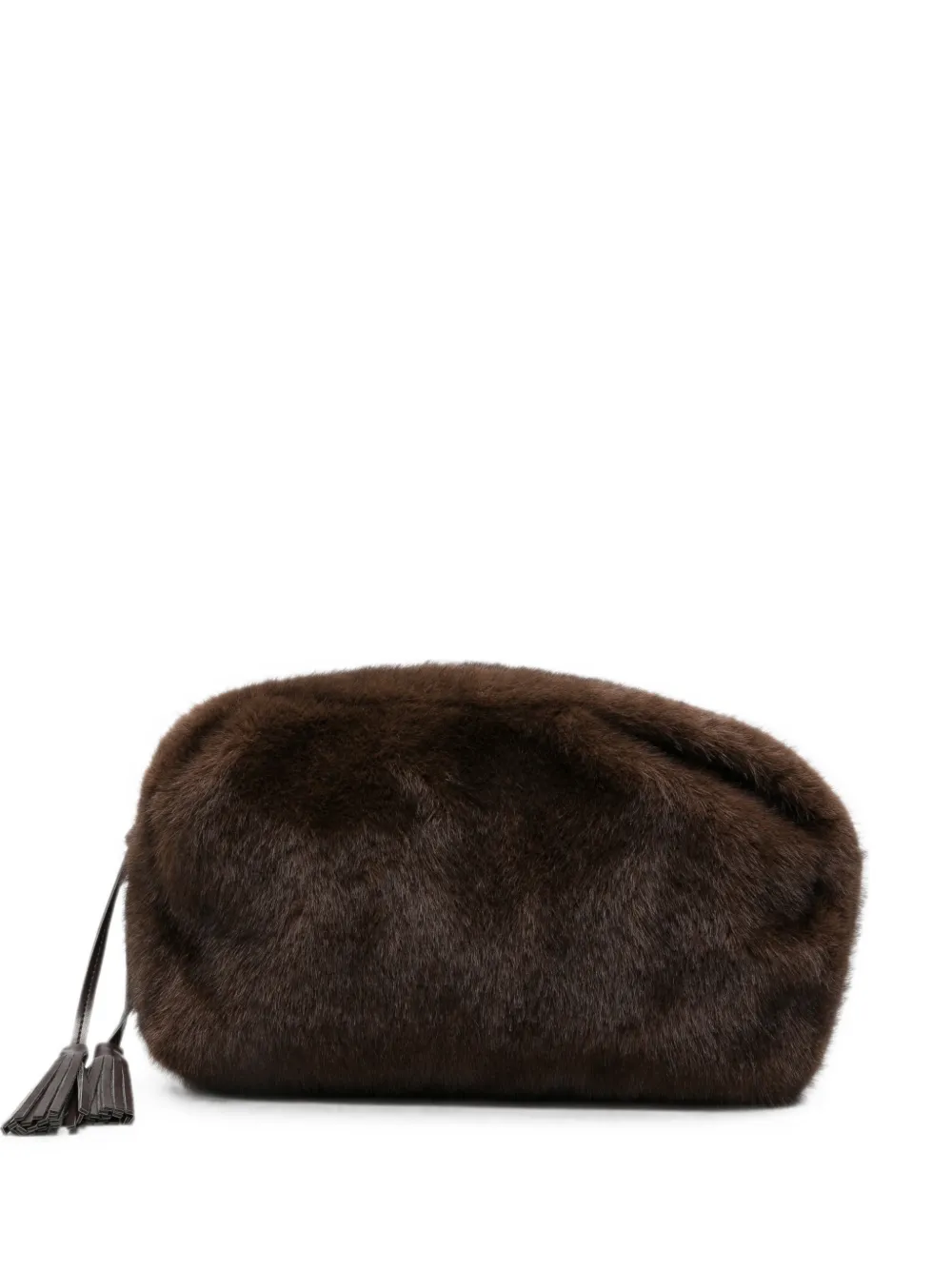 P.A.R.O.S.H. tassel-detail faux-fur clutch bag - Marrone