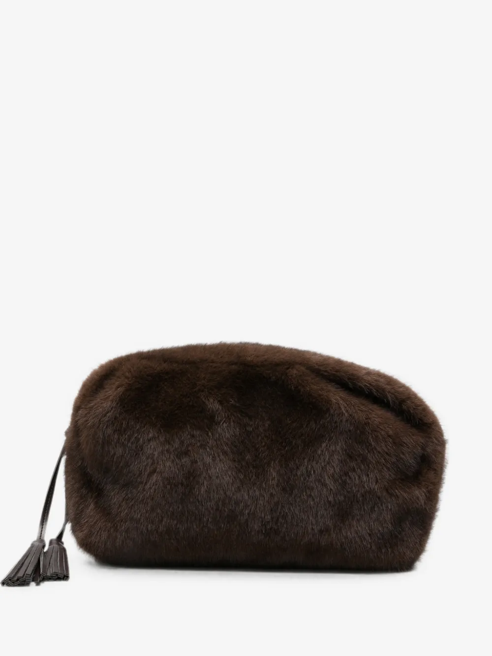 tassel-detail faux-fur clutch bag