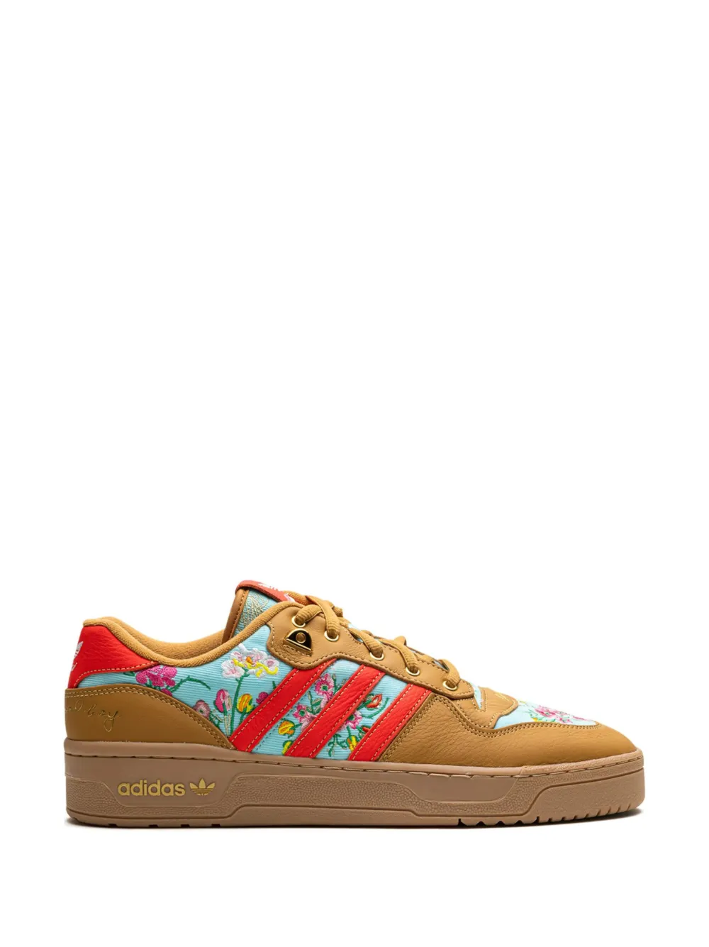 adidas Sneakers in pelle con ricamo a fiori - Marrone