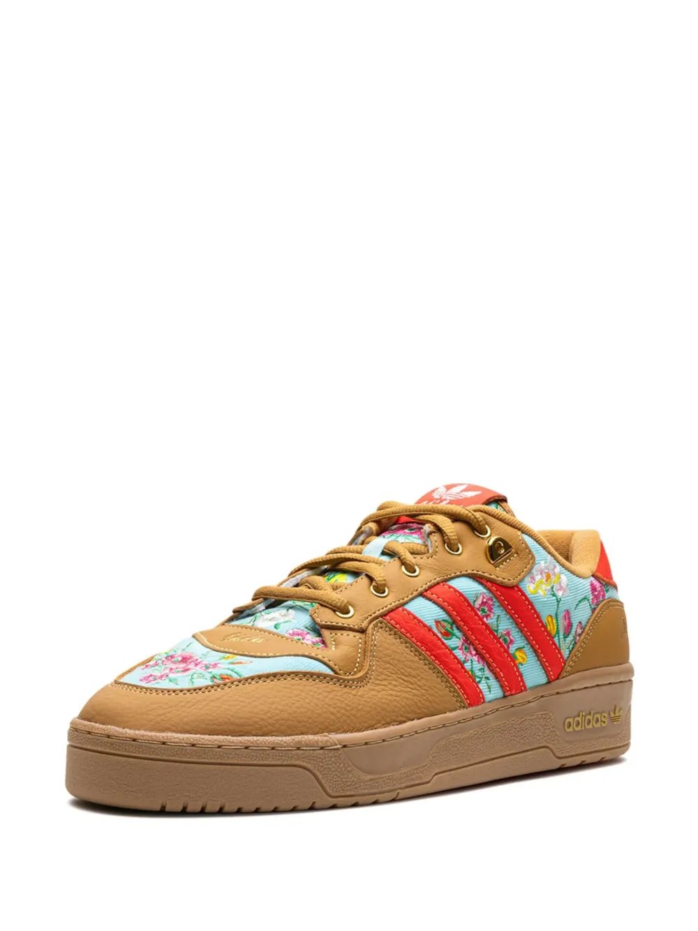 adidas Leren sneakers met geborduurde bloemen Bruin