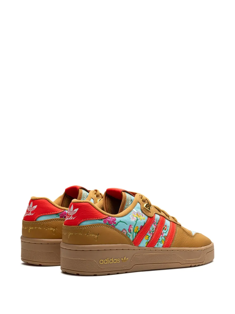 adidas Leren sneakers met geborduurde bloemen Bruin
