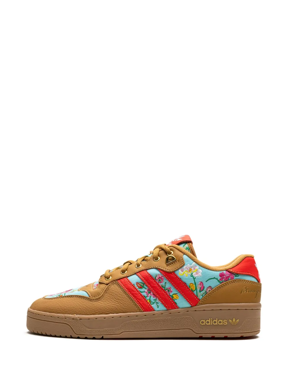 adidas Leren sneakers met geborduurde bloemen Bruin