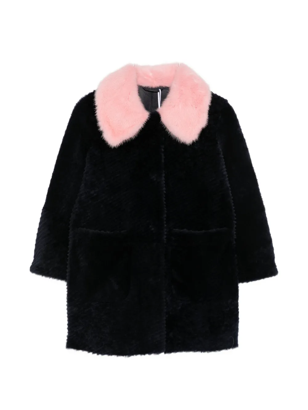 Liska snap-button fastening contrast-collar coat - Blu