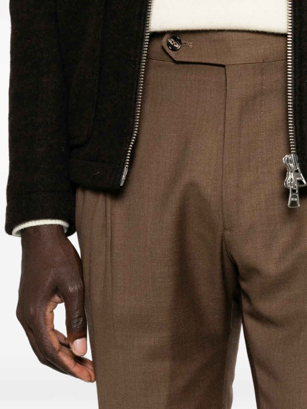 Berwich Pantalon met geplooid detail Bruin