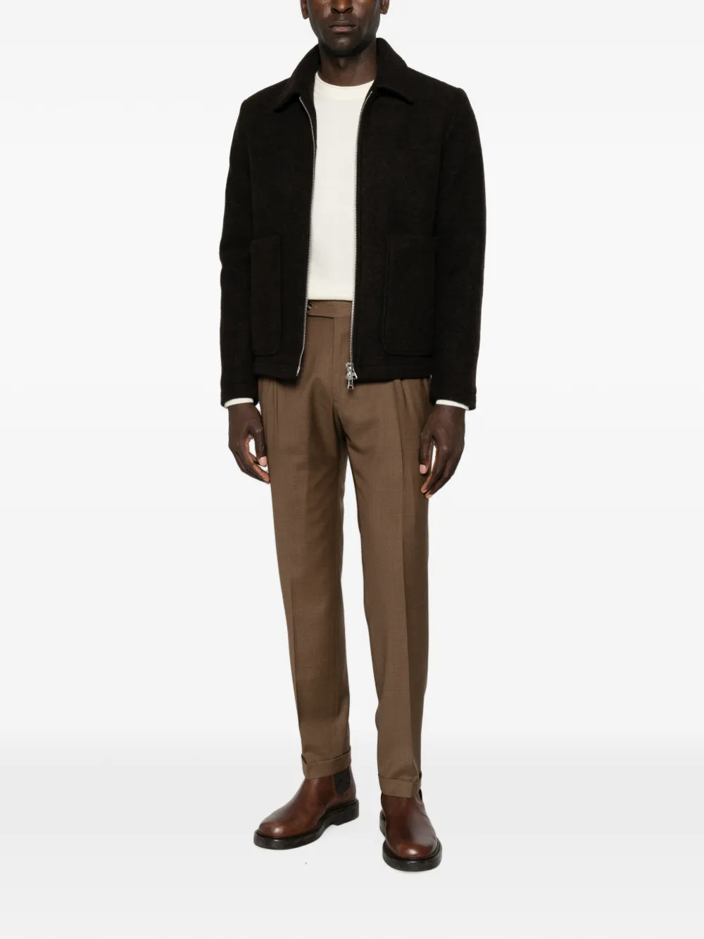 Berwich Pantalon met geplooid detail Bruin