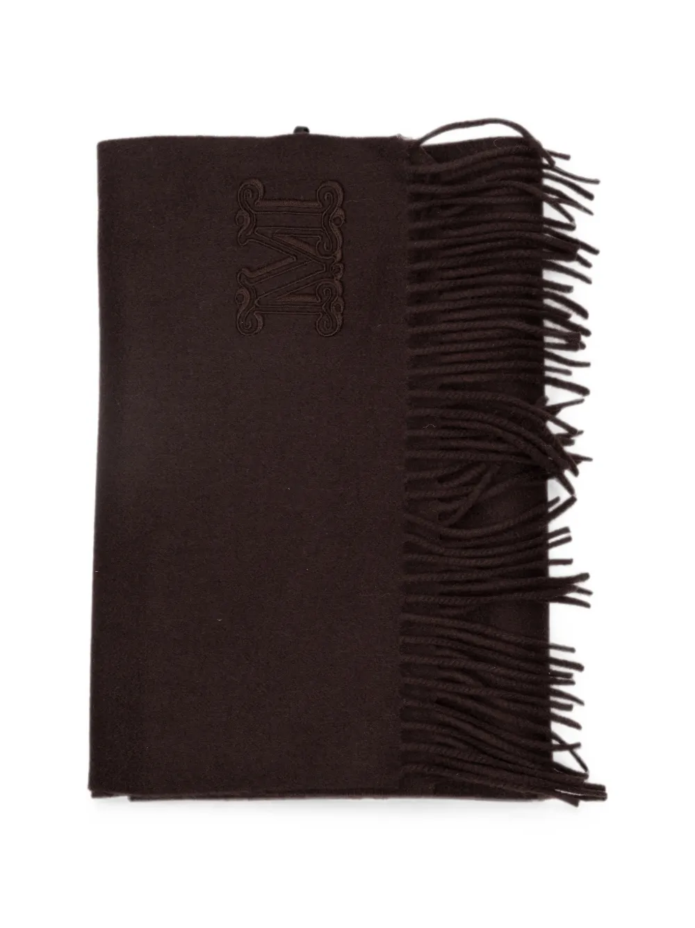 Max Mara monogram fringed scarf - Braun
