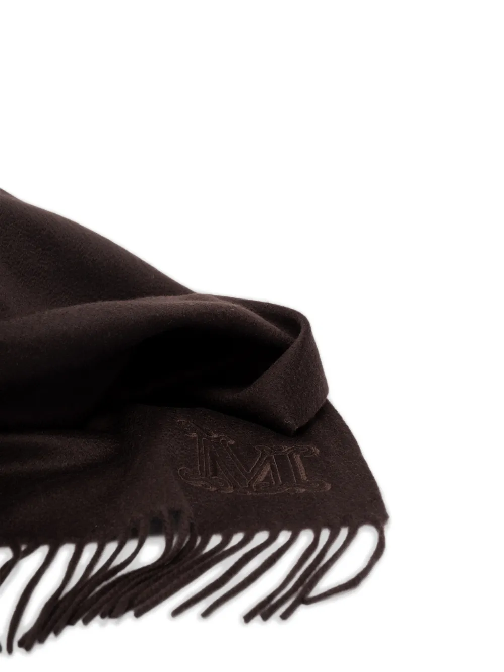 Max Mara monogram fringed scarf Bruin
