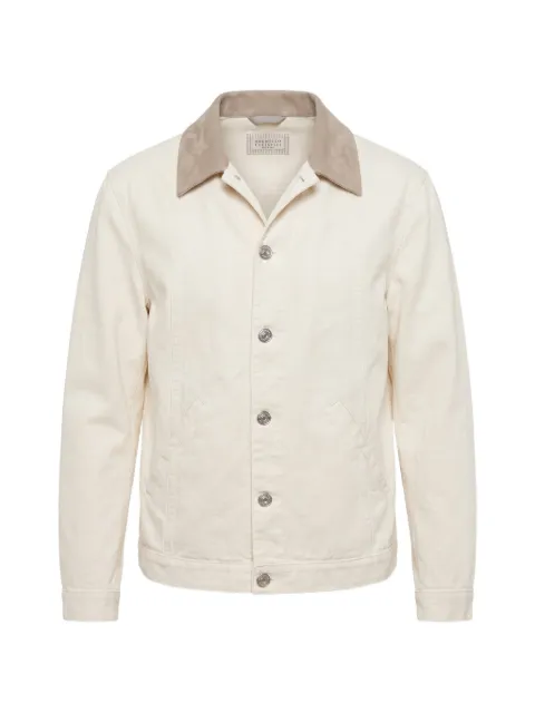 Brunello Cucinelli chaqueta con botones y cuello en contraste